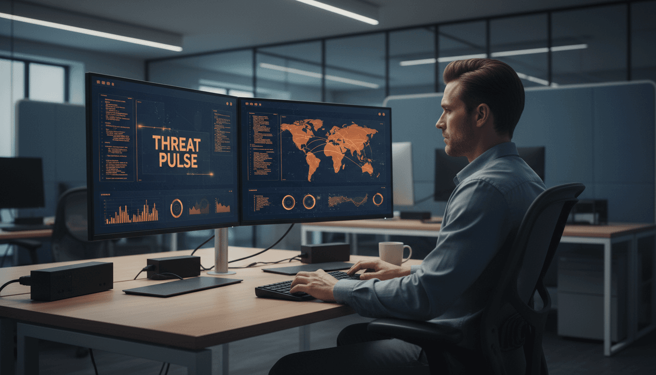 IT consultant reviewing fraud prevention analytics on computer monitors